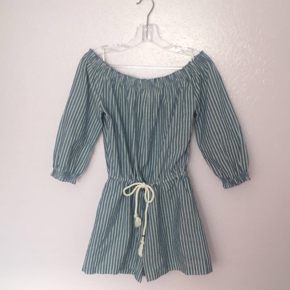 Blue and White stripped romper